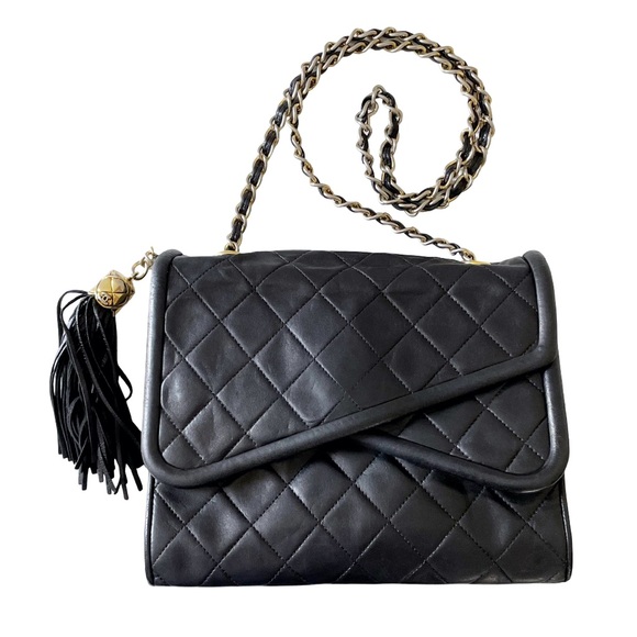 ❤️SOLD❤️Chanel black quilted lambskin leather double flap vintage shoulder bag - Picture 2 of 10
